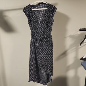 ⭐ Fever Wrap-Around Black and White Polka Dot Dress